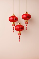 Fototapeta na wymiar Chinese New Year 2024, new year decoration with lanterns. generative ai