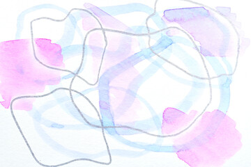 Abstract art background. Multicolor blots, lines, dots and brush strokes on paper, print pattern for postcard or clothing