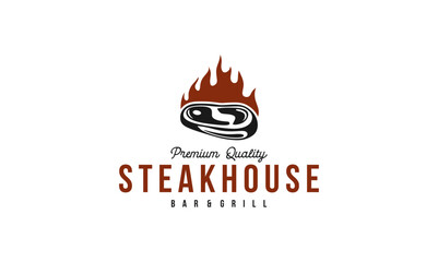 vintage steak house logo. retro style grill restaurant emblem, badge, design element template illustration