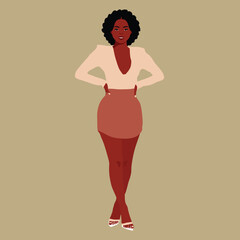 Afro black woman in elegant art style vector