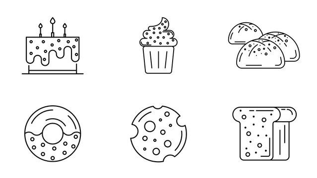 Baked Goods Food Line Icons