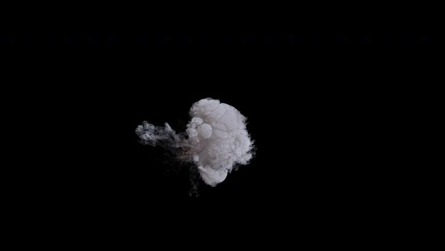 Cannon explosion on green screen and black background with alpha channel 