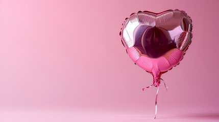 Love care family Valentine's Day concept.Pink chrome heart with copy space, generative ai