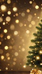 Christmas background with gold bokeh lights design