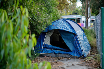 A temporary shelter offering emergency accommodation for individuals facing housing insecurity - providing a safe refuge and critical crisis response. - obrazy, fototapety, plakaty