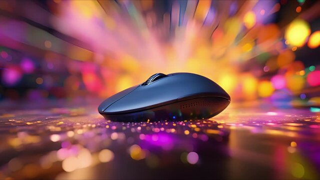 Closeup of a computer mouse hovering over a virtual paintbrush tool