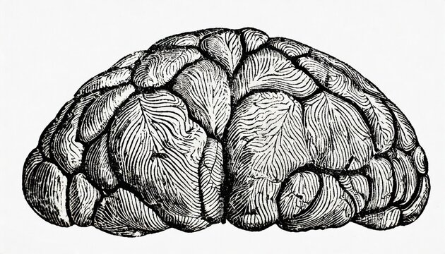 human brain antique engraved illustration from brockhaus konversations lexikon 1908