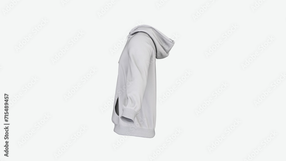 Wall mural White oversized unisex hoodie realistic look empty blank space mock up usage ready print design for logo and branding left view 3d rendering image