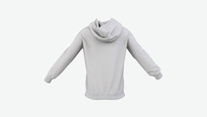 White oversized unisex hoodie realistic look empty blank space mock up usage ready print design for logo and branding back view 3d rendering image
