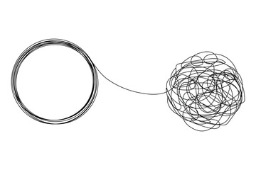 Chaotically tangled line drawing vector illustration.