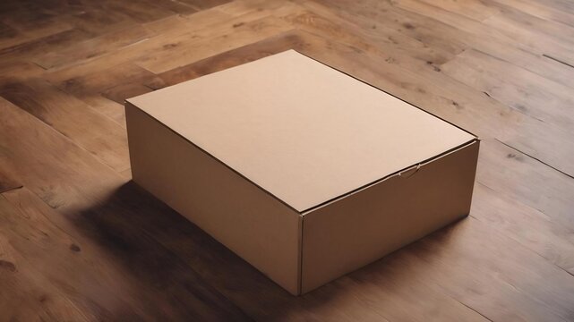 Blank box mock up on wooden background