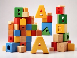ABC building blocks isolated on white background 