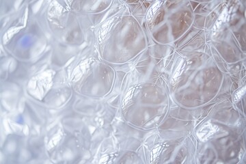 bubbles are transparent, round, and shiny with light reflecting off their surfaces
