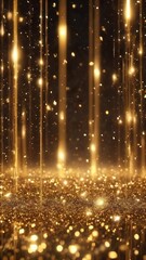 Fototapeta na wymiar Shiny golden particles with light streak