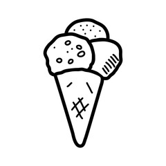 Ice cream cone in hand-drawn style