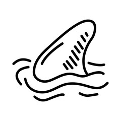 Shark in hand-drawn style. Shark fin in hand-drawn style