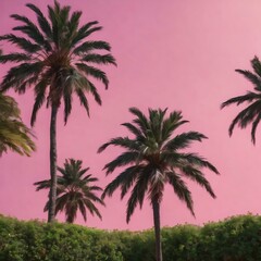 Fototapeta na wymiar Pink background with palm tree