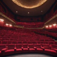 Rows of red seats in a theater