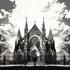 Fototapeta premium Black Work Church Gothic Generative AI
