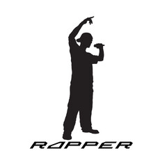 The silhouette of rapper on white background