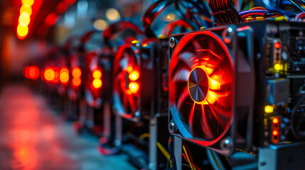 Cryptocurrency Mining: A conceptual image of cryptocurrency mining equipment and digital currency