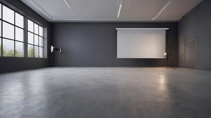 Smooth empty grey studio well use as background.