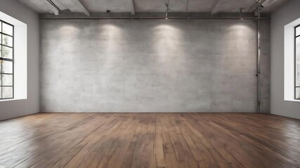 White blank concrete wall with a wooden floor