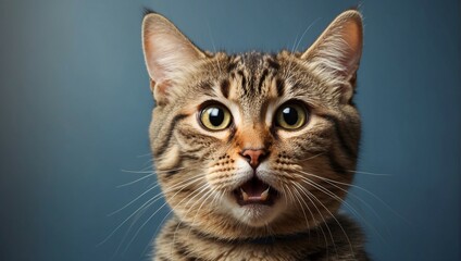 Obraz premium A portrait capturing the surprised expression of a cat