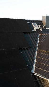 Dark Solar Panels on the Roof of a German Single-Family Home