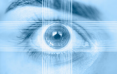 Close up of an eye and vision test