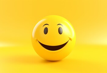Fototapeta premium A cheerful yellow smiley face emoticon representing the joy and positivity