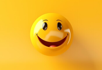 Fototapeta premium A cheerful yellow smiley face emoticon representing the joy and positivity
