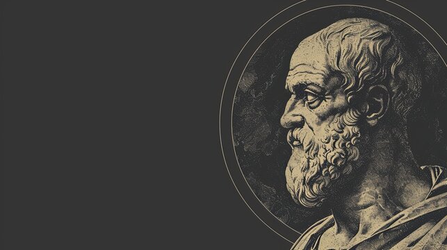 Illustration of Aristotle with Blank Space for Text or Quotes