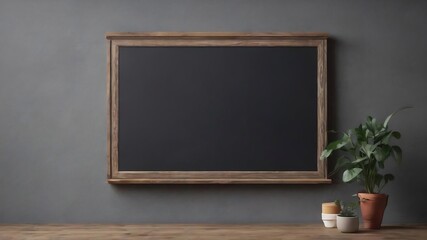 Blank black chalkboard on a gray background