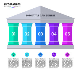 Infographic template. 5 supporting pillars with numbers. Business concept