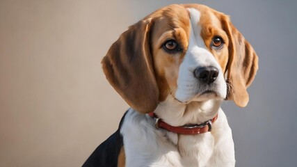 Beagle dog sitting with white background