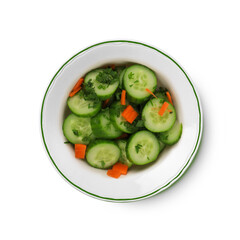 Organic food green salad with cucumbers in a white plate, Organic food concept