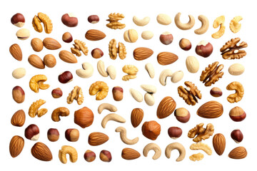 Almonds Cashews Peanuts Walnuts Mix Isolated On Transparent Background