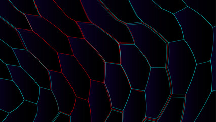 abstract futuristic hexagons on a dark blue background for network connection, computer, and communication technology. vector illustration