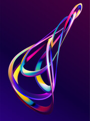3D Colorful liquid circle. Abstract fluid geometric shapes on dark background. Vector design elements - 715500866