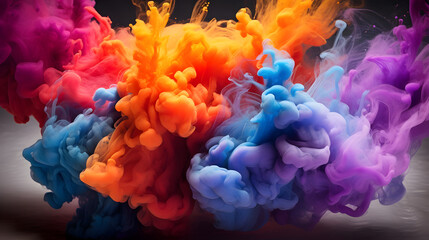 Fototapeta premium a dazzling explosion of color from colorful smoke, creates an abstract background that is alluring and full of dynamics.