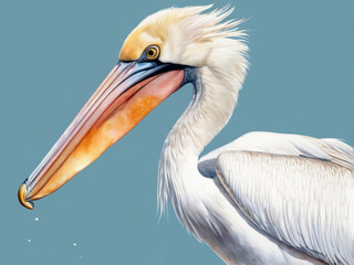 Fototapeta premium Close-up illustration of a pelican in watercolor style