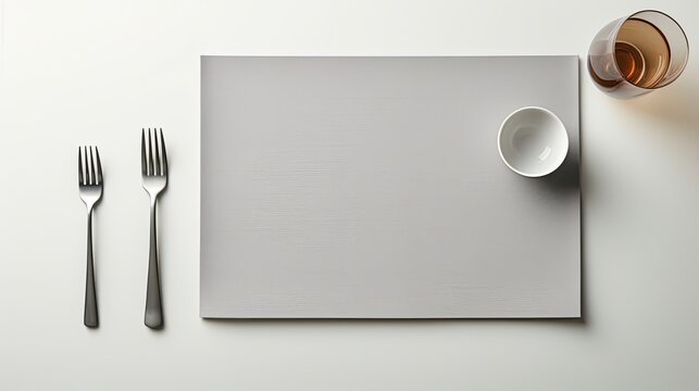 grey square linen placemats in a minimalist style, a clean and visually appealing composition with a limited number of items, emphasizing the intricate details.