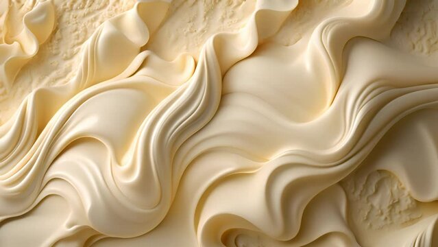 White Chocolate. Pouring melted liquid premium milk white chocolate. Close up of molten liquid hot chocolate swirl. Confectionery. Confectioner prepares dessert, icing.background texture mp4
