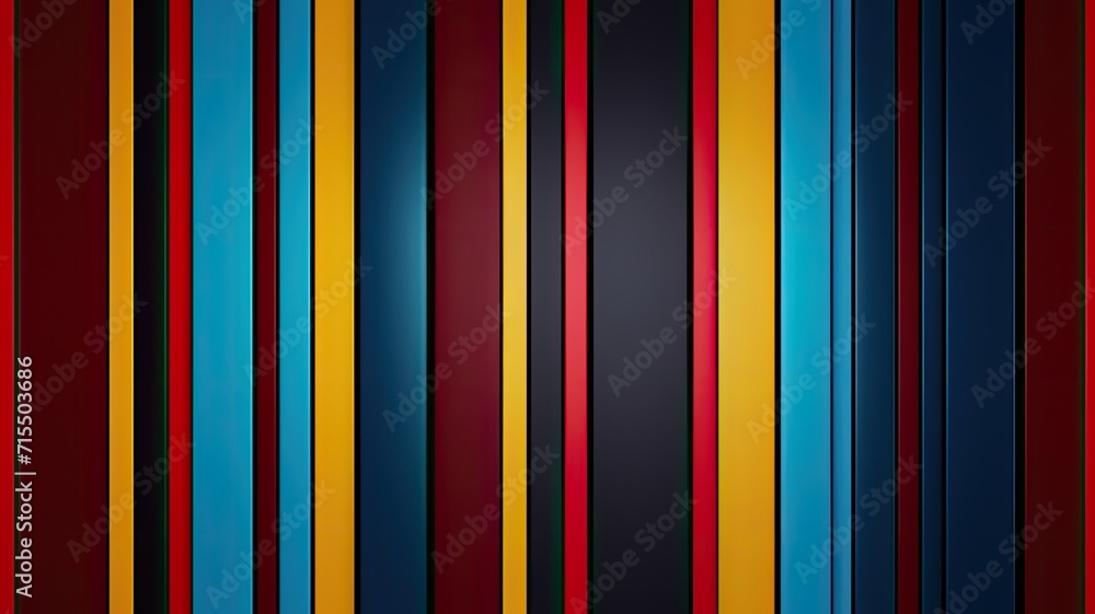 Poster vertical, precise lines in a vibrant color palette of blue, red, or yellow, forming a flat and repea