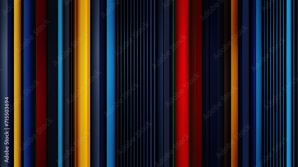 Poster vertical, precise lines in a vibrant color palette of blue, red, or yellow, forming a flat and repea