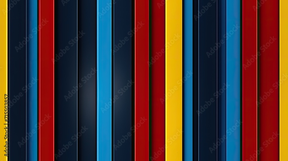 Poster vertical, precise lines in a vibrant color palette of blue, red, or yellow, forming a flat and repea