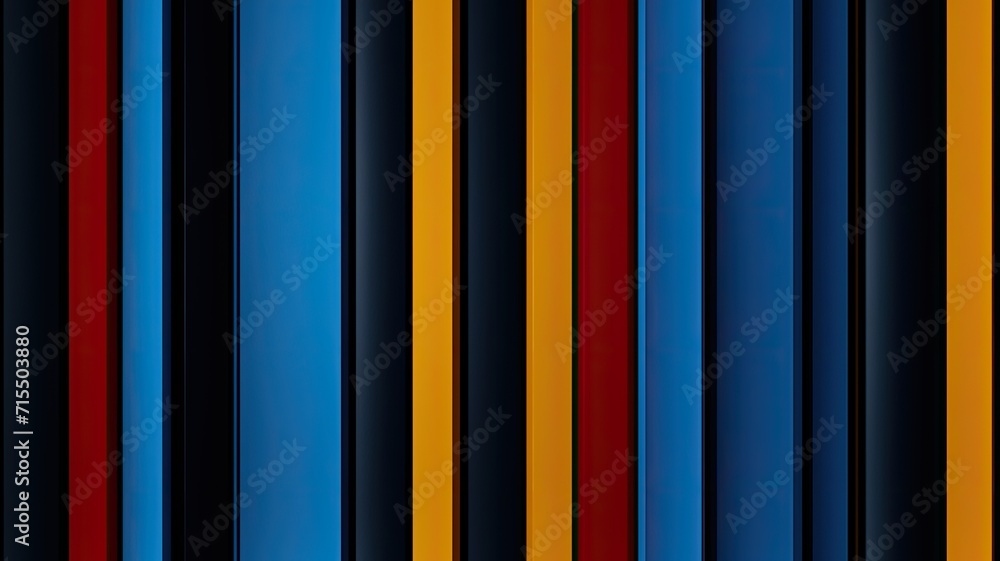 Poster vertical, precise lines in a vibrant color palette of blue, red, or yellow, forming a flat and repea
