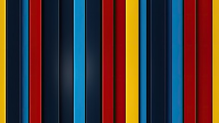 vertical, precise lines in a vibrant color palette of blue, red, or yellow, forming a flat and repeating pattern on a sleek black background, showcasing clean and shining lines. SEAMLESS PATTERN.