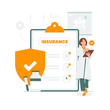 Health insurance protection paper form, document service, medical service welfare access concept illustration